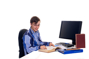 Image showing Teenager student doing homework