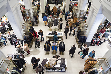 Image showing Interior of Zara store on Gran Via shopping street in Madrid, Spain..