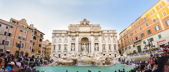 Image showing Tourists visiting the Trevi Fountain, most iconic fountains in the world, Rome, Italy.