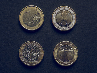 Image showing Vintage Euro coins of many countries