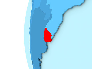 Image showing Uruguay on blue globe