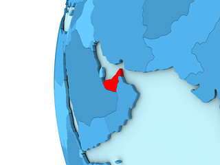 Image showing United Arab Emirates on blue globe