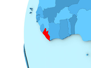 Image showing Liberia on blue globe