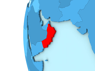 Image showing Oman on blue globe