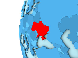 Image showing Ukraine on blue globe