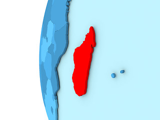 Image showing Madagascar on blue globe