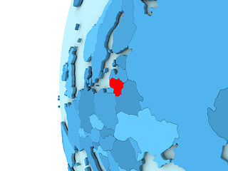Image showing Lithuania on blue globe
