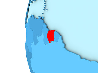 Image showing Suriname on blue globe