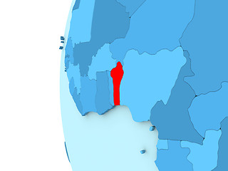 Image showing Benin on blue globe