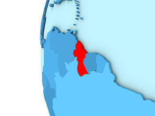 Image showing Guyana on blue globe