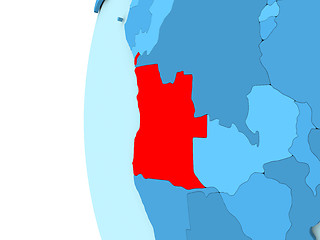 Image showing Angola on blue globe