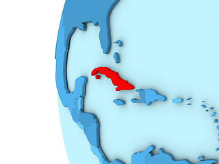 Image showing Cuba on blue globe