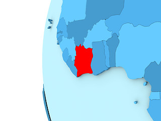 Image showing Ivory Coast on blue globe