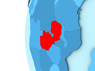 Image showing Zambia on blue globe