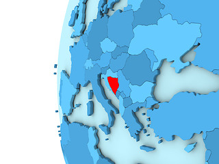 Image showing Bosnia on blue globe