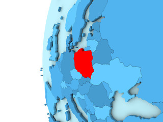 Image showing Poland on blue globe