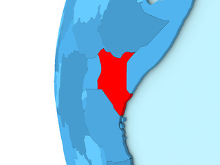 Image showing Kenya on blue globe