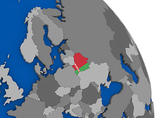 Image showing Belarus and its flag on globe