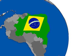Image showing Brazil and its flag on globe