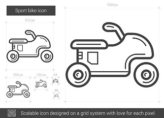 Image showing Sport bike line icon.