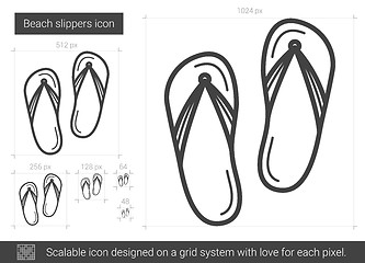 Image showing Beach slippers line icon.