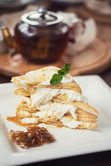 Image showing Honey cake with vanilla cream