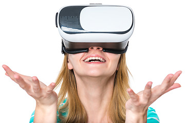 Image showing Woman looking in VR glasses