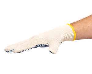 Image showing Male hand wearing working glove