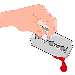 Image showing Human hand keeps blade in shelters.Vector illustration