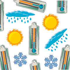 Image showing Thermometer and weather pattern on white background