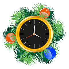 Image showing Festive new year s watch decorated branch with toy