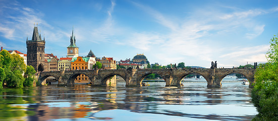 Image showing Charles bridge on Vltava