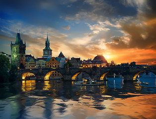 Image showing Charles bridge and clouds