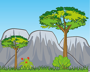 Image showing Landscape with year nature and mountains.Vector illustration