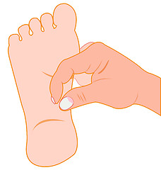 Image showing Vector illustration of the medical massage of the foot of the person