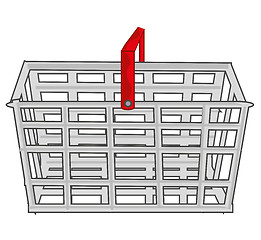 Image showing Empty metallic basket for goods in shop