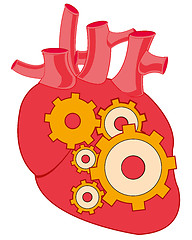 Image showing Vector illustration heart with mechanism inwardly.Vector illustration