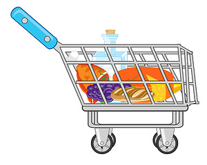 Image showing Shop pushcart with product on white background