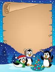 Image showing Christmas penguins thematic parchment 3
