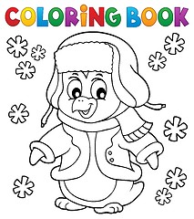 Image showing Coloring book winter penguin topic 1