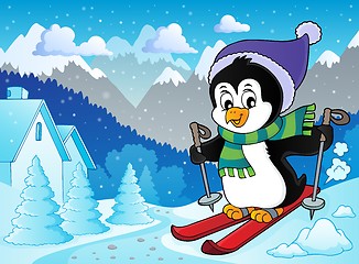 Image showing Skiing penguin theme image 2
