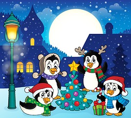 Image showing Christmas penguins thematic image 5