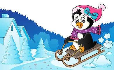 Image showing Sledging penguin theme image 6