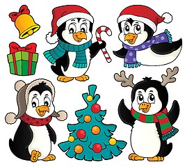 Image showing Christmas penguins thematic set 2