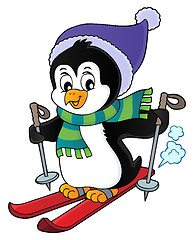 Image showing Skiing penguin theme image 1