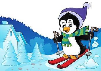 Image showing Skiing penguin theme image 3