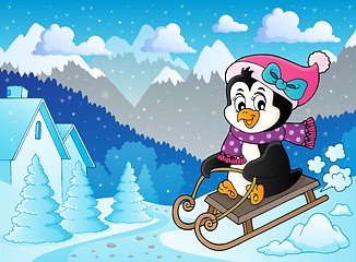 Image showing Sledging penguin theme image 5