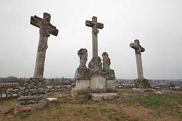 Image showing Crosses on a hill