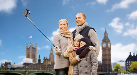 Image showing family taking selfie in london city