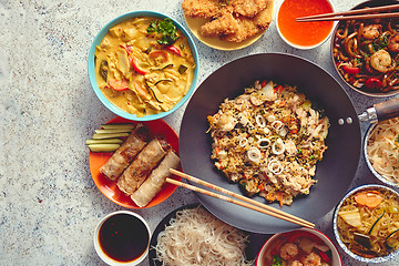 Image showing Chinese food set. Asian style food concept composition.